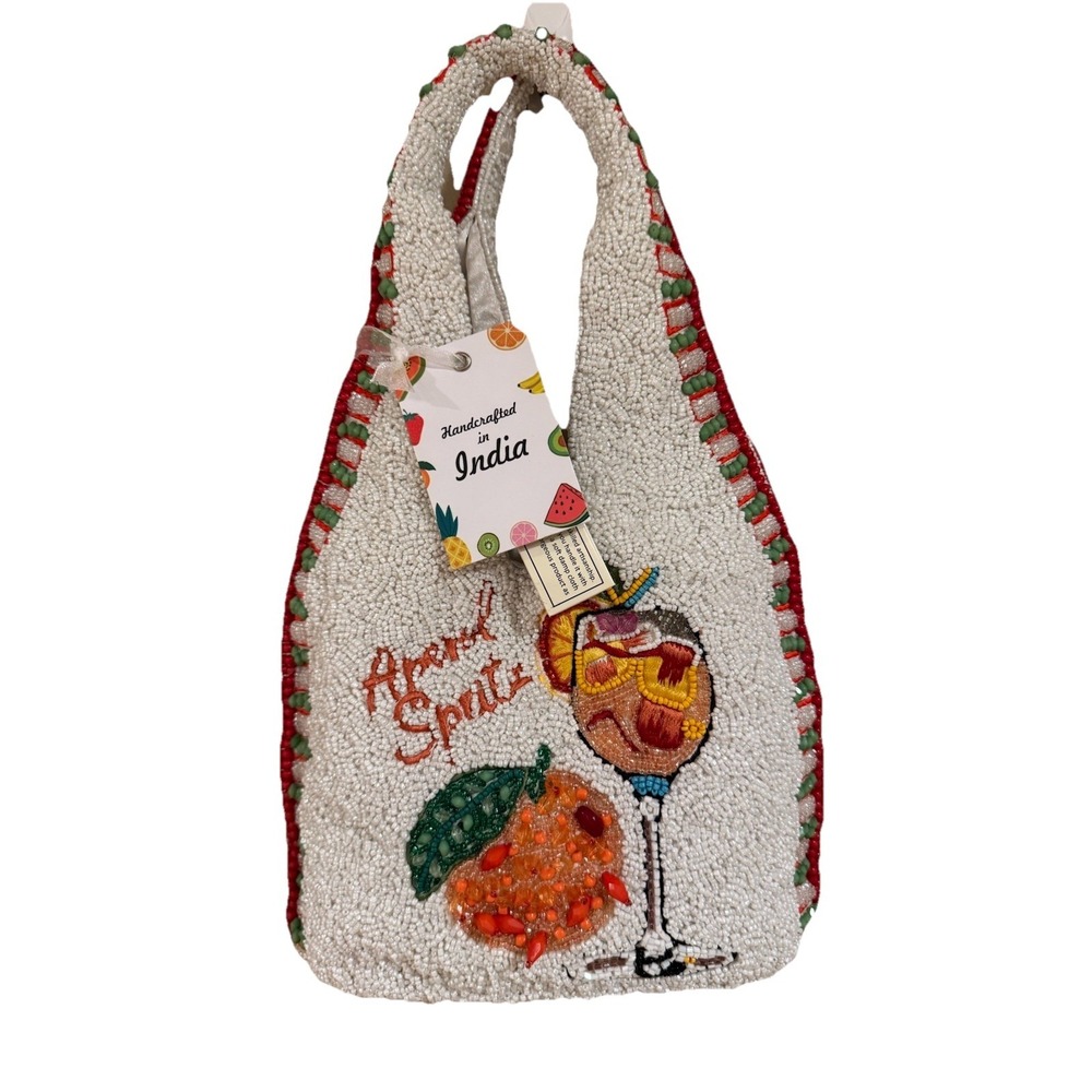 New Release Handcrafted in India Aperol Spritz Cocktail Beaded Bag Viral TikTok